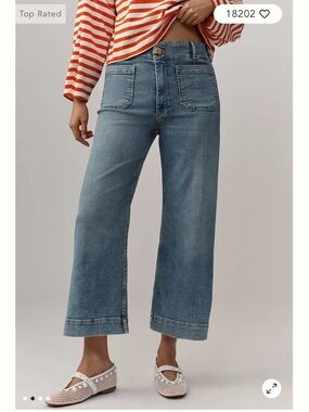 The Colette Crop High-Rise Wide Leg Jeans by Maeve - Light Blue Wash